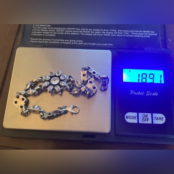 Vtg sterling silver crystal flower floral motif bracelet adjustable 7.2”- 8” - Picture 8 of 8